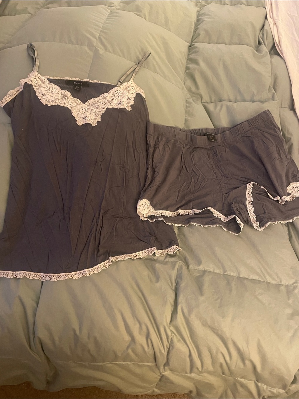 Tahari Charcoal Gray Cami & Lace-Trim Shorts Sleep Set